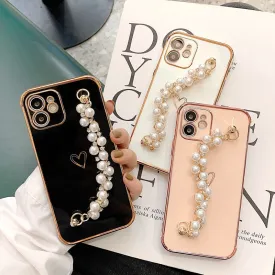 3pcs Soft Electroplated Pearl Bracelet Shockproof Phone Case For iPhone