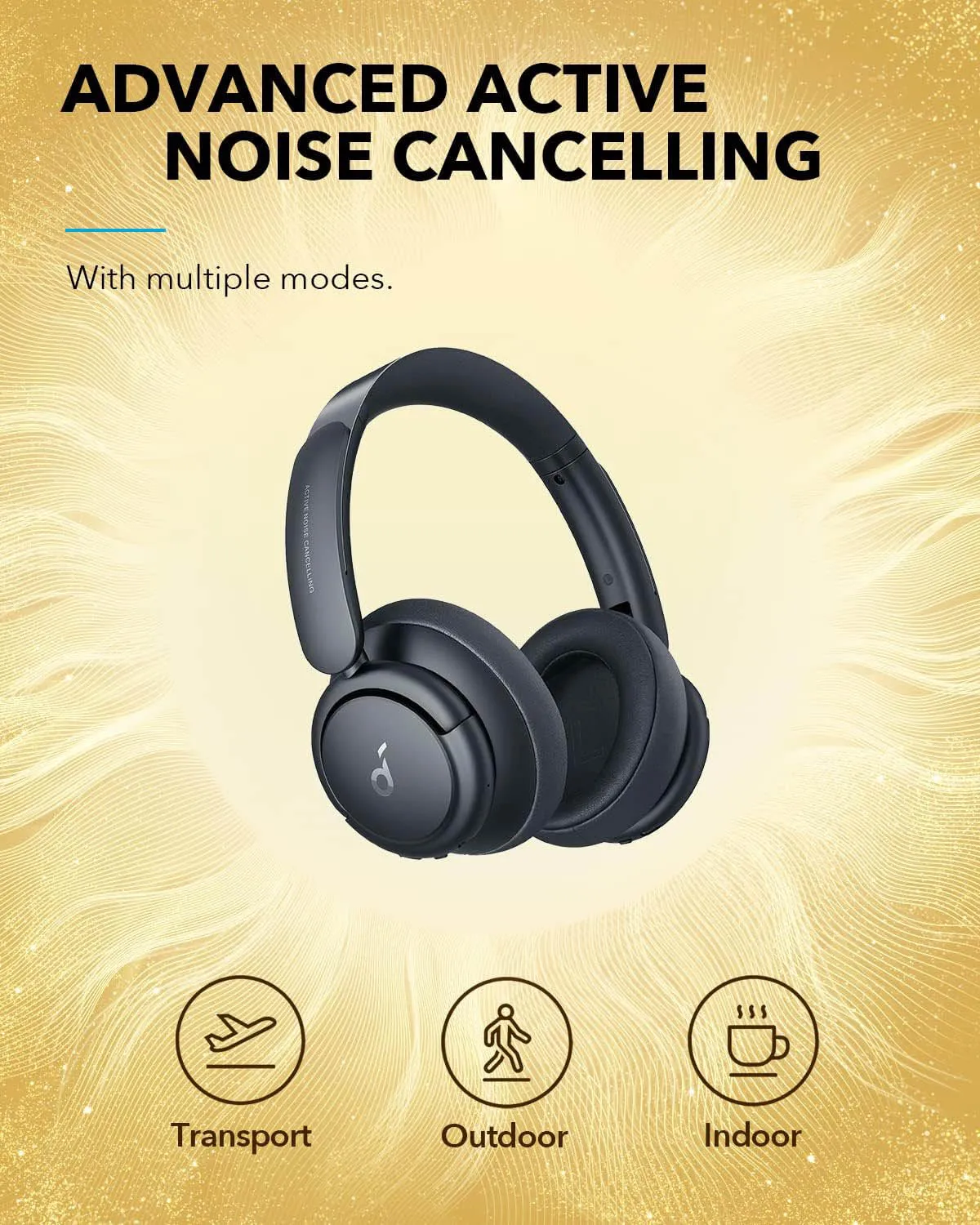 Anker Soundcore Life Tune Pro High Res Wireless Bluetooth Over The Ear Headphones - Black