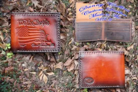 Bi fold wallet, Leather Wallet, Mens Wallet, Bi Fold with ID window, Dont Tread on Me Wallet