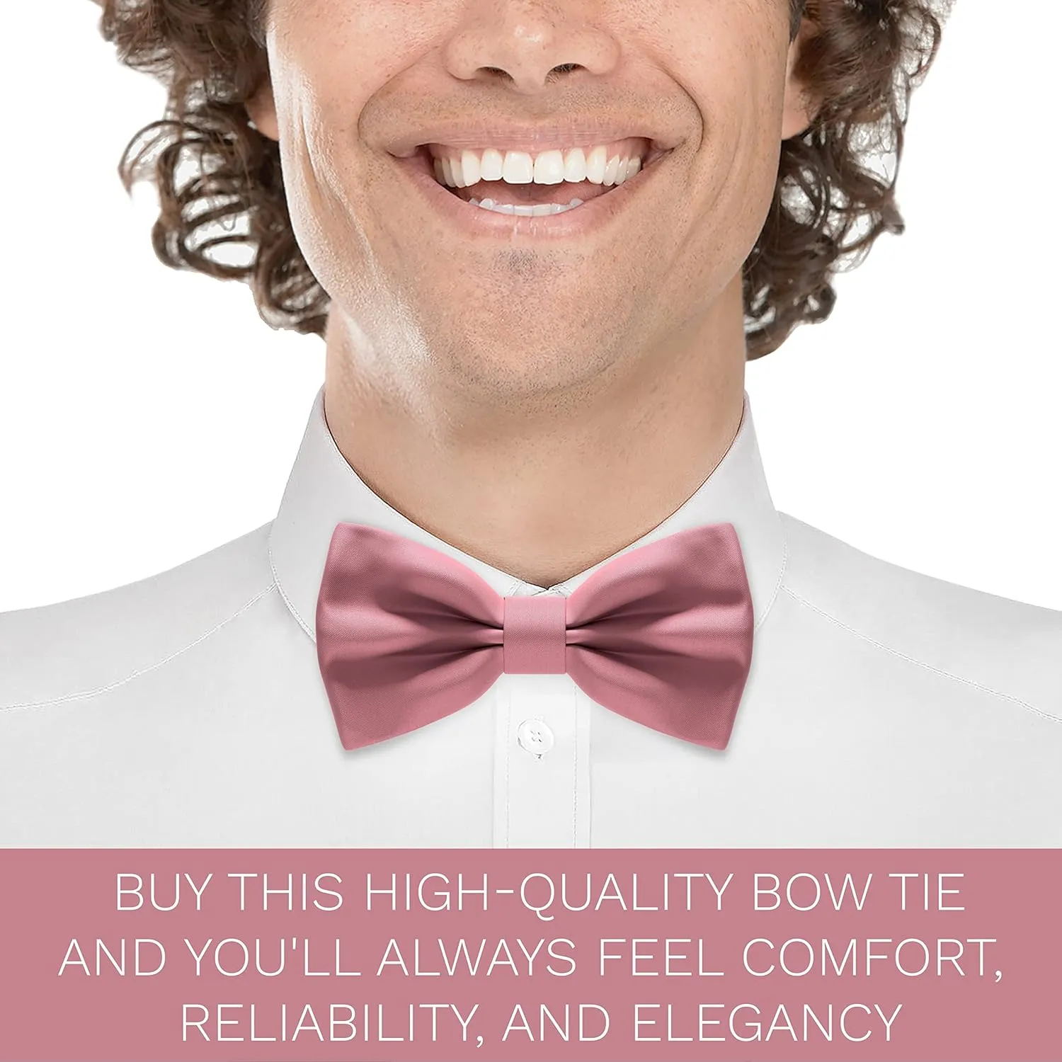 Bow Tie House Satin Classic Pre-Tied Bow Tie Formal Solid Tuxedo for Adults & Children