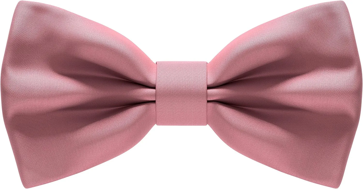 Bow Tie House Satin Classic Pre-Tied Bow Tie Formal Solid Tuxedo for Adults & Children