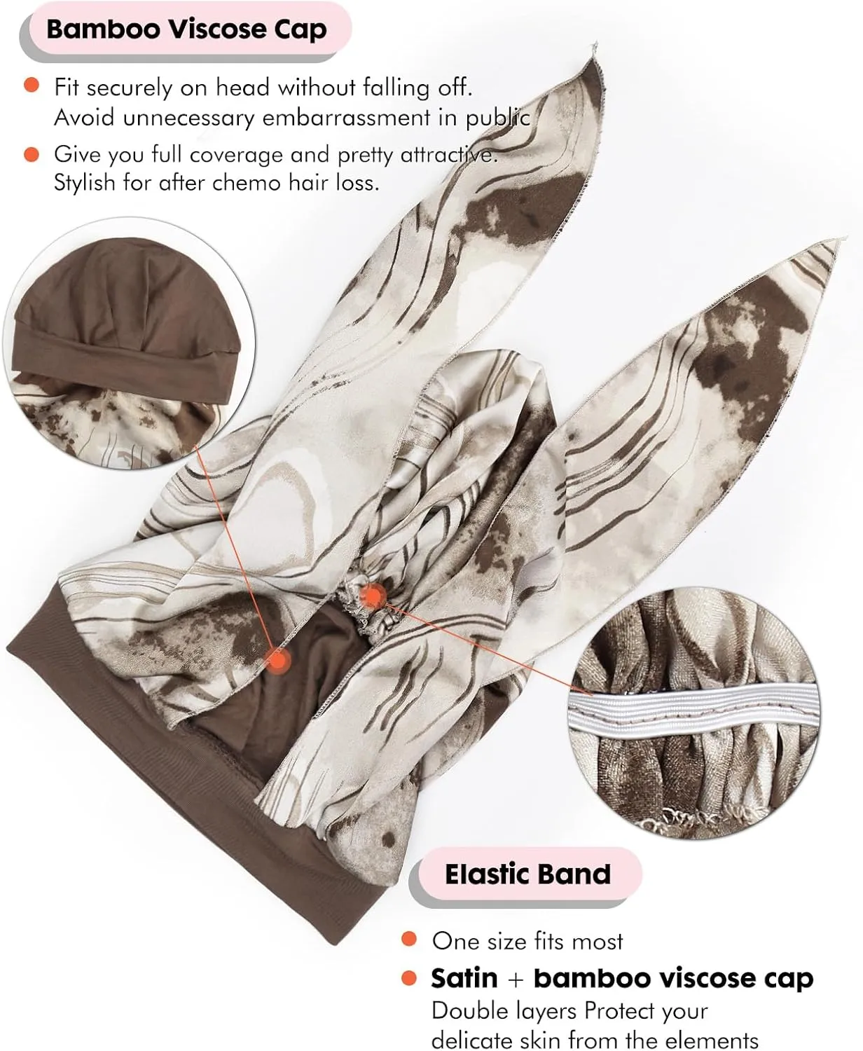 Chemo Head Scarf with Cap Stylish Cancer Headwear for Chemo Women