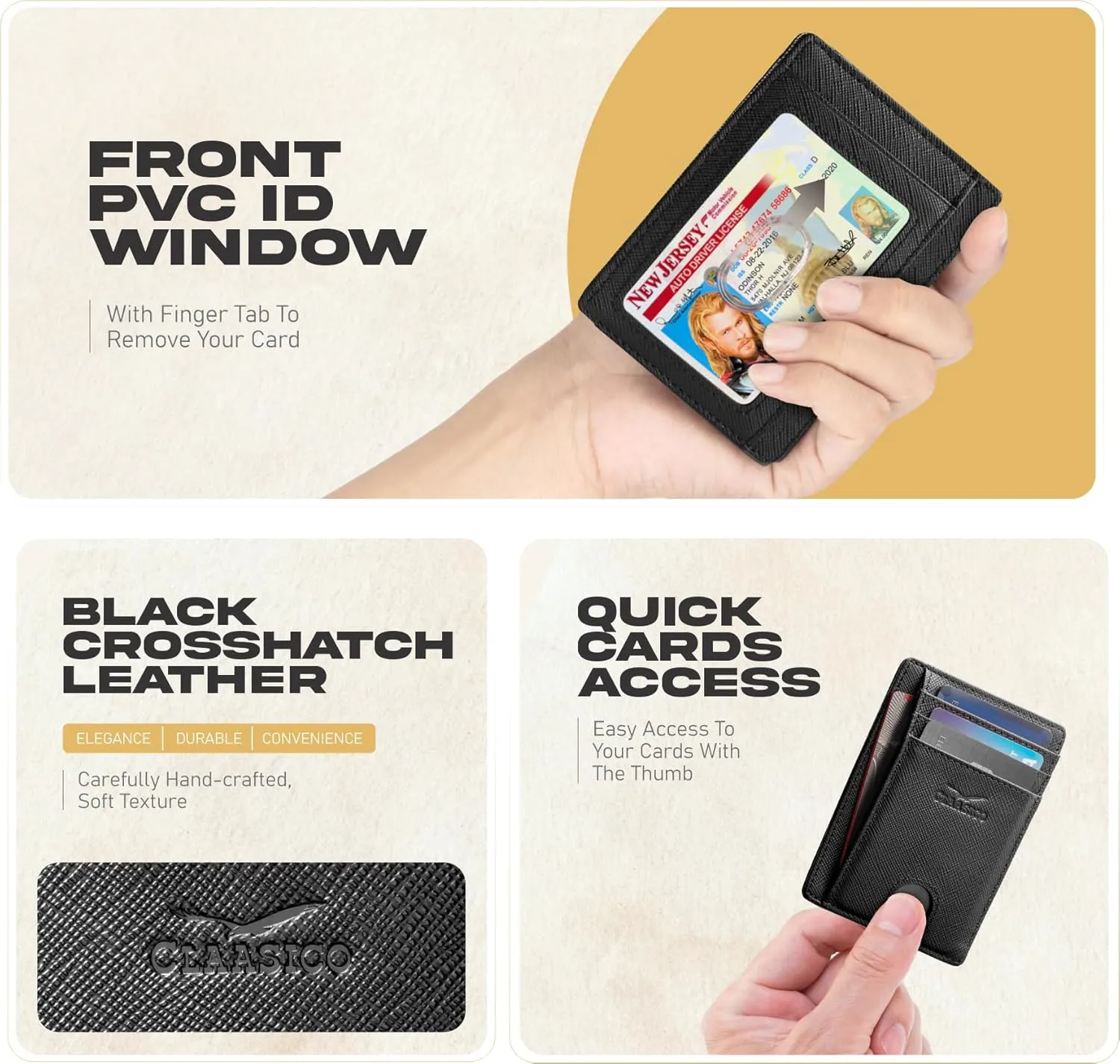 Claasico Front Pocket Small Mens Wallet RFID Blocking Genuine Leather Credit Card Holder