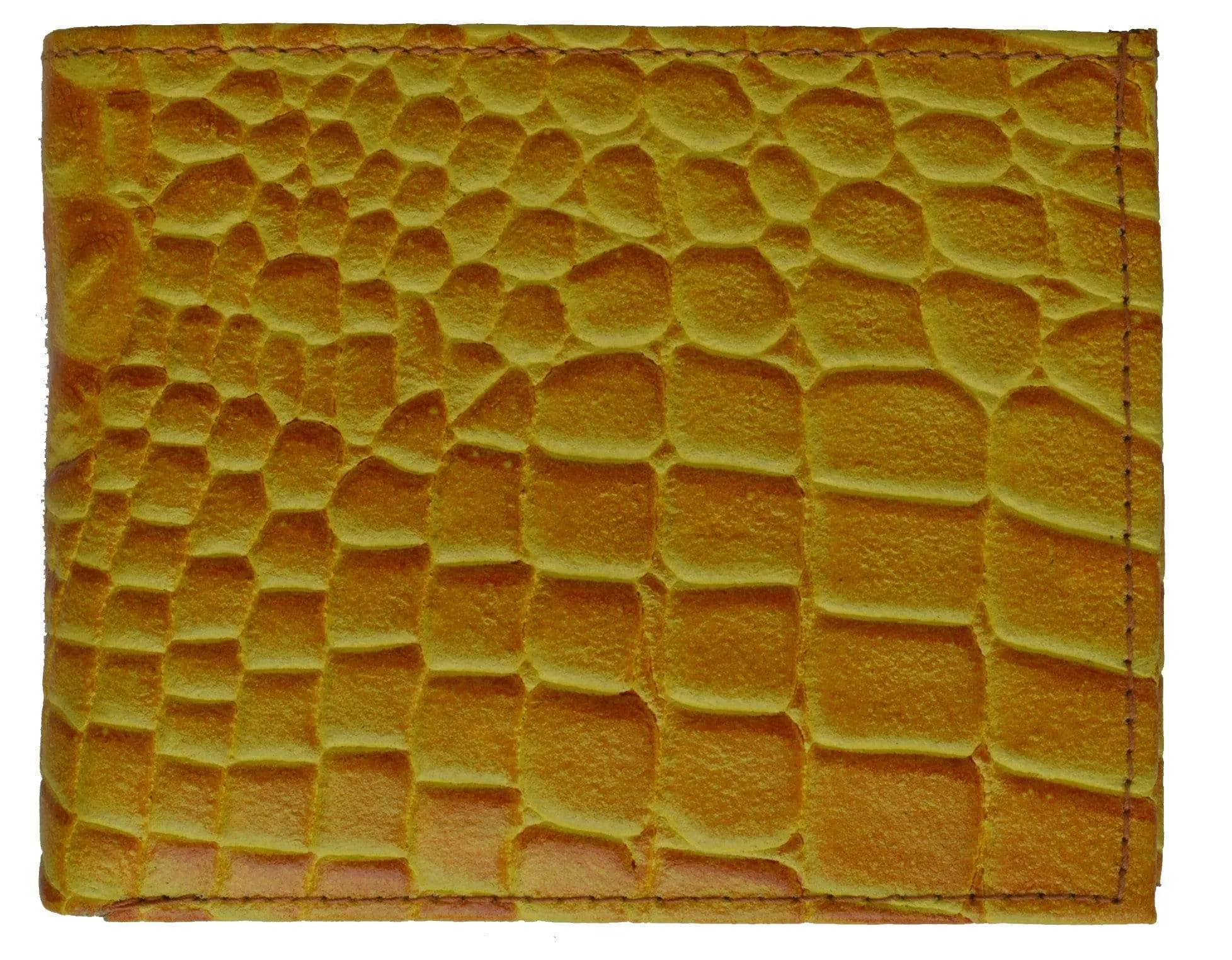 Crocodile Print Cowhide Leather Bifold Wallet with Center ID Window & Credit Card Slots 71152 CR