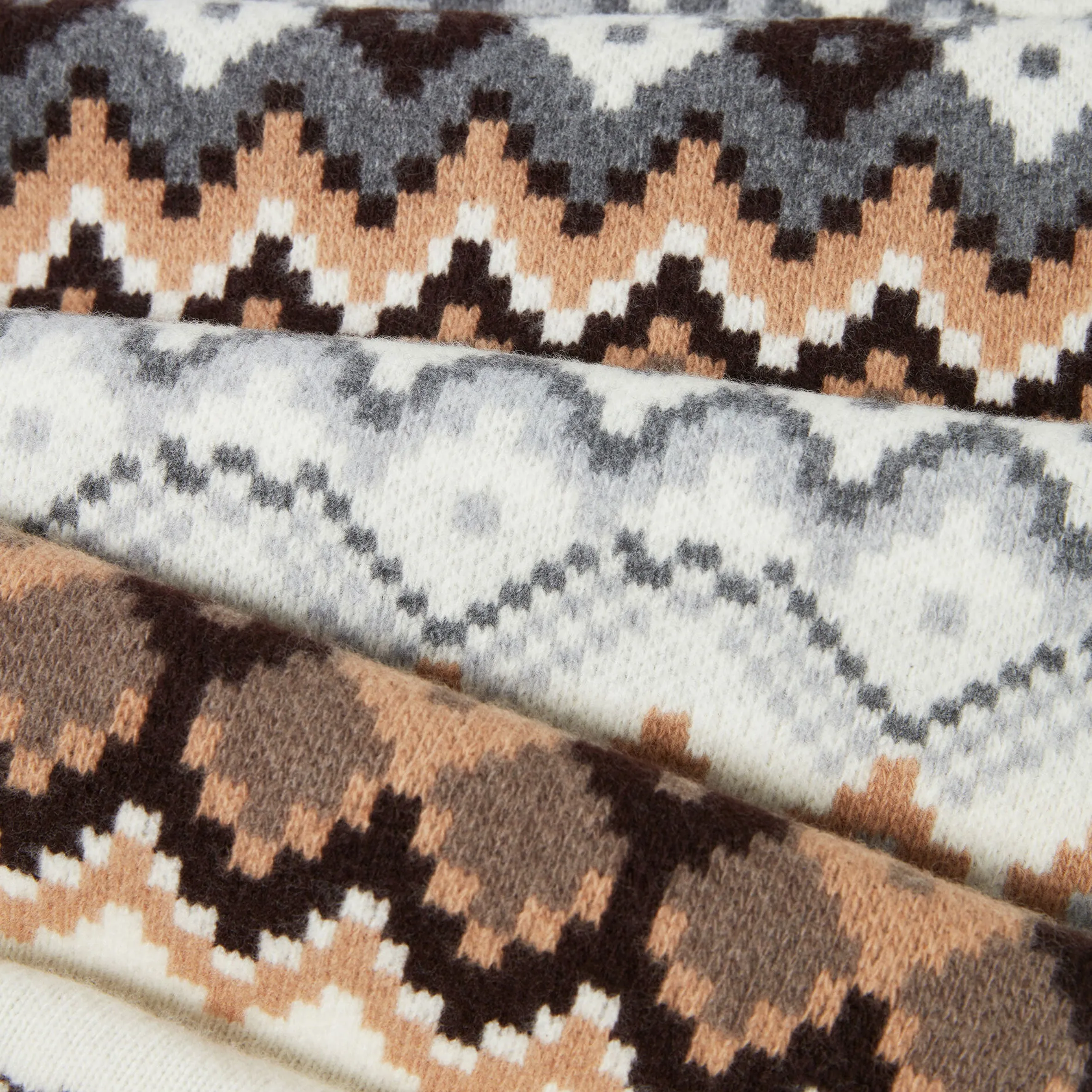 Fairisle Logo Scarf, Cream/Brown