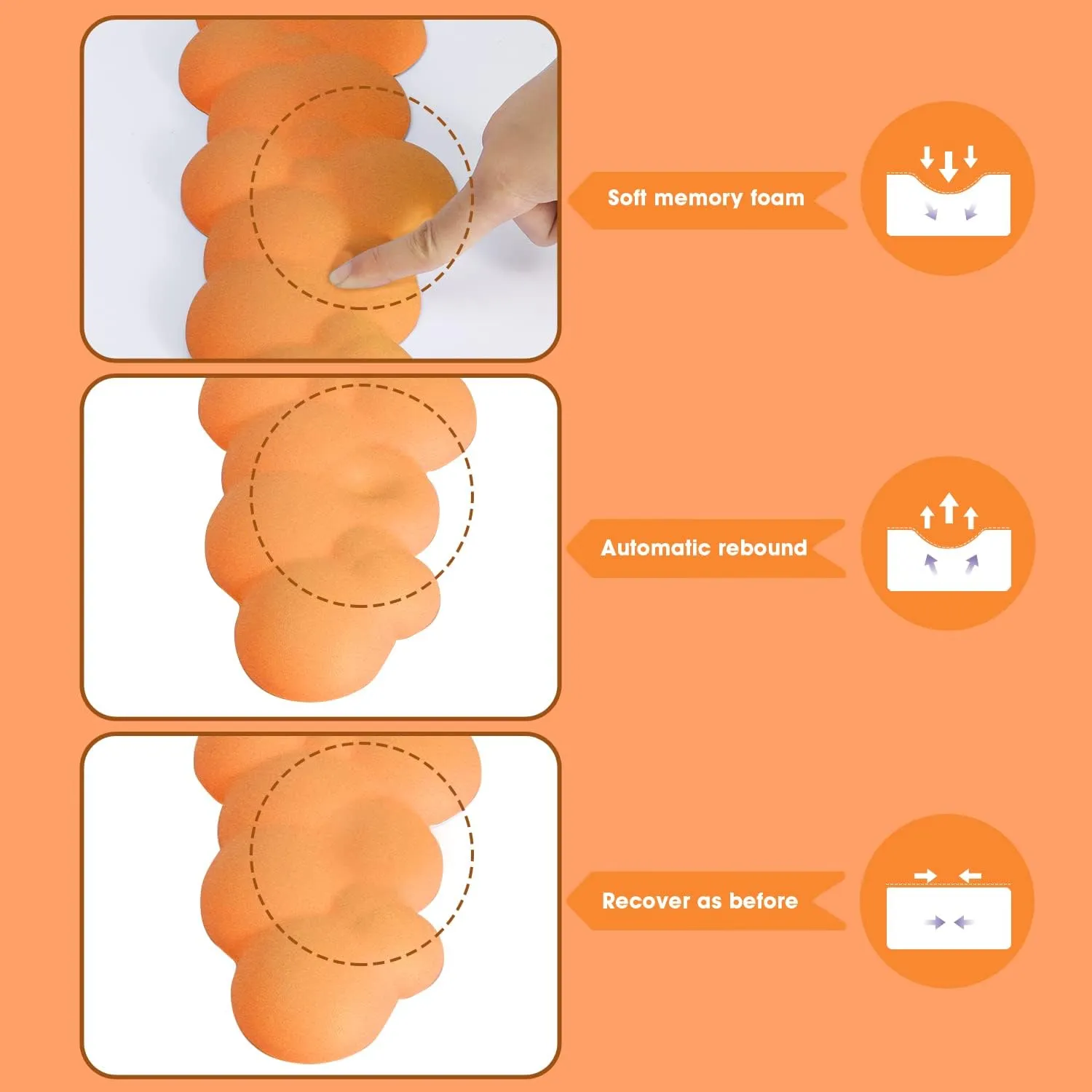 Gaming Keyboard Cloud Wrist Rest Pad,Memory Foam Keyboard Palm Rest,Ergonomic Hand Rest,Soft Leather Wrist Rest for Computer Keyboard,Laptop,Mac,Lightweight for Easy Typing Pain Relief (Orange)