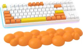 Gaming Keyboard Cloud Wrist Rest Pad,Memory Foam Keyboard Palm Rest,Ergonomic Hand Rest,Soft Leather Wrist Rest for Computer Keyboard,Laptop,Mac,Lightweight for Easy Typing Pain Relief (Orange)