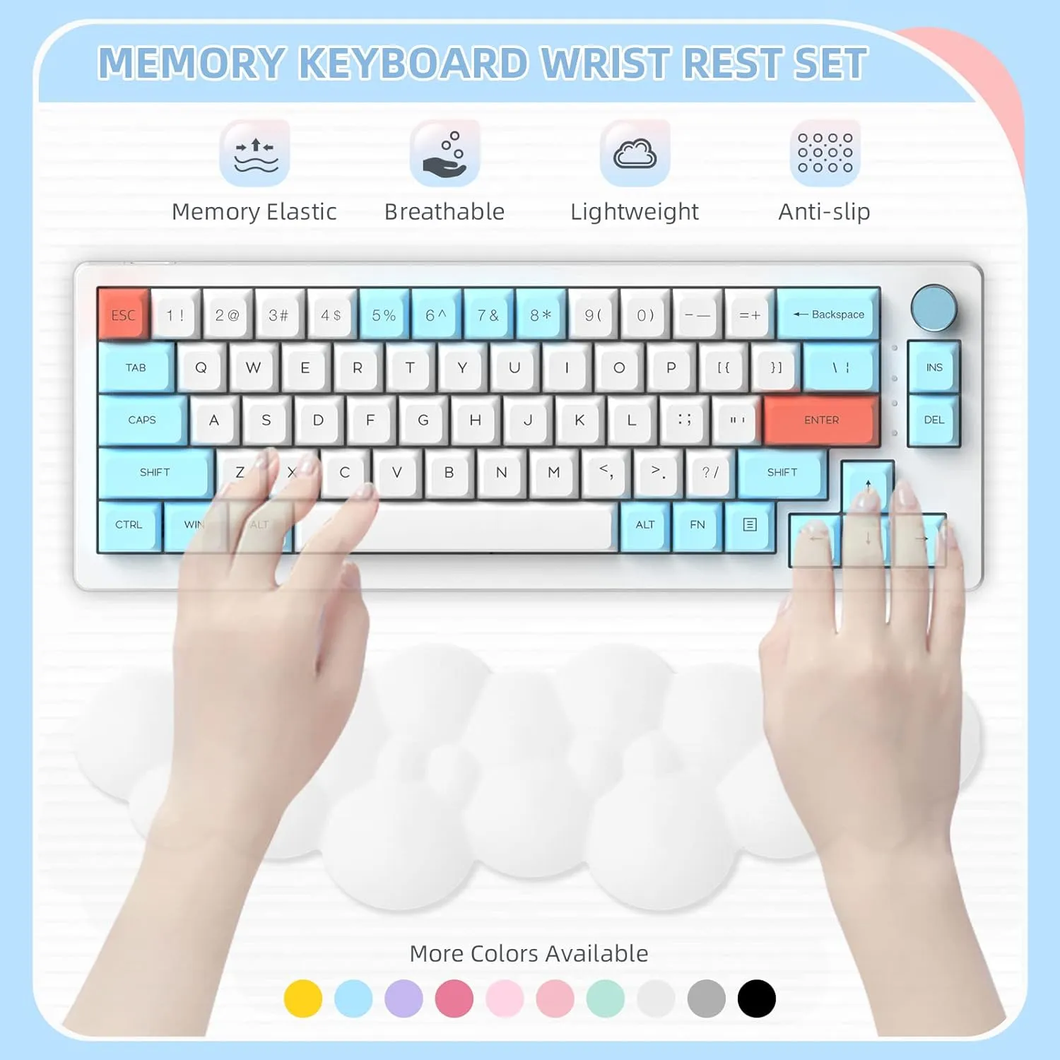 Gaming Keyboard Wrist Rest Pad,Memory Foam Keyboard Palm Rest, Ergonomic Hand Rest for Computer Keyboard,Laptop,Mac,Lightweight for Easy Typing Pain Relief-White