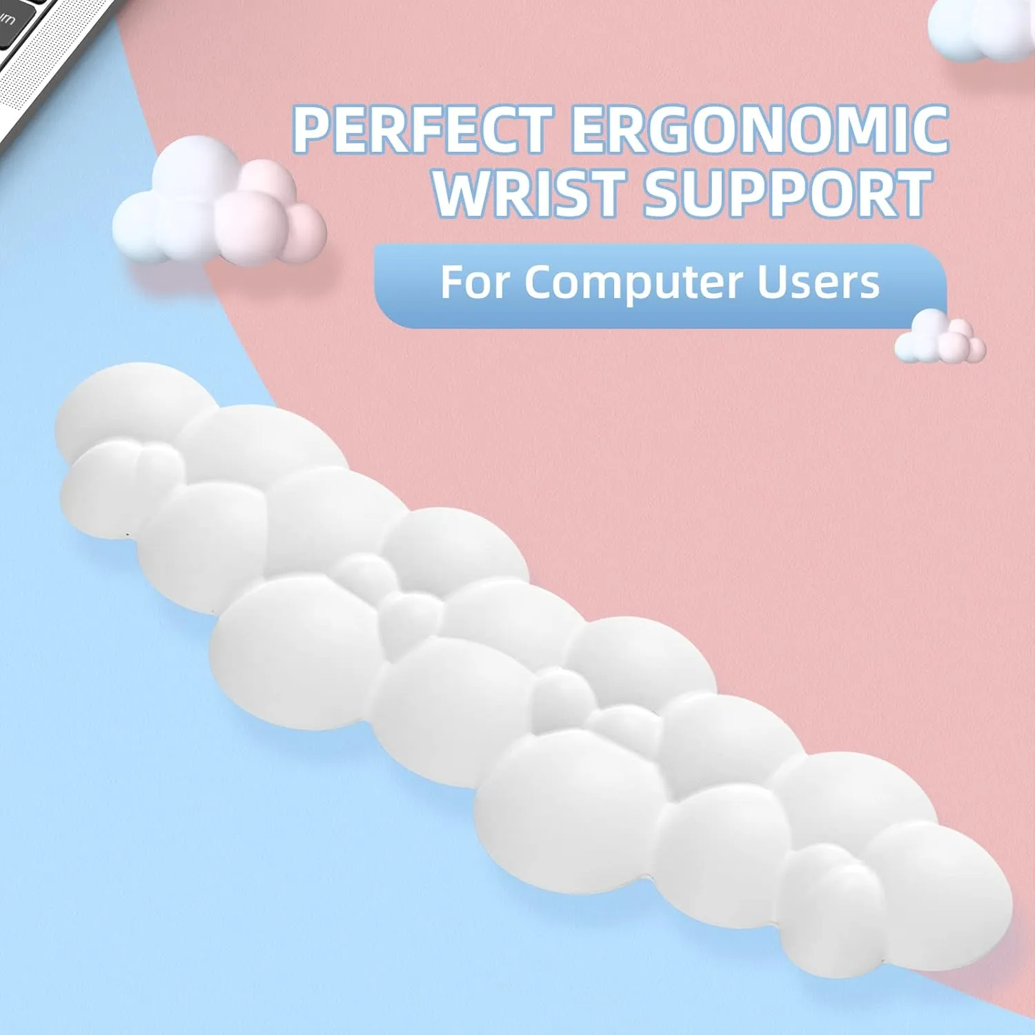 Gaming Keyboard Wrist Rest Pad,Memory Foam Keyboard Palm Rest, Ergonomic Hand Rest for Computer Keyboard,Laptop,Mac,Lightweight for Easy Typing Pain Relief-White