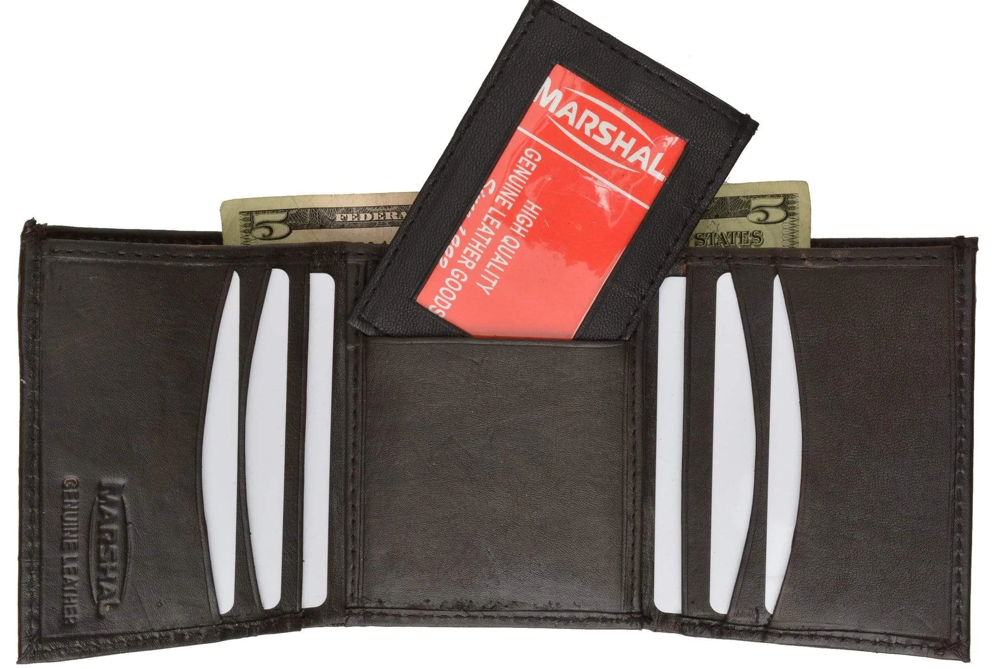 Genuine Leather Trifold W/Removable ID Holder Mens Wallet 2955