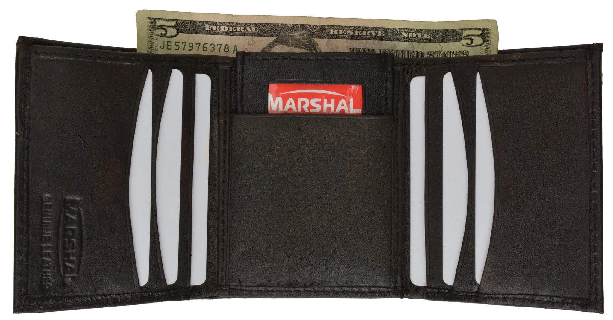 Genuine Leather Trifold W/Removable ID Holder Mens Wallet 2955
