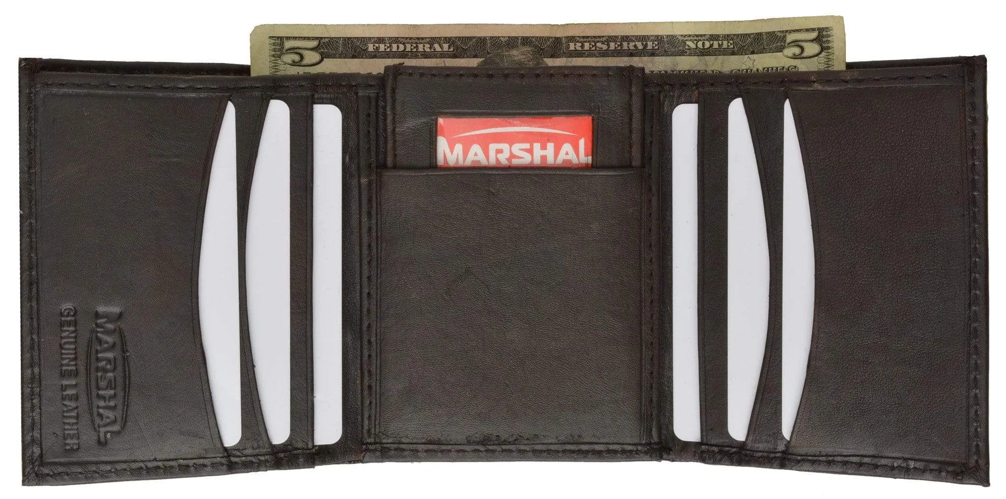 Genuine Leather Trifold W/Removable ID Holder Mens Wallet 2955