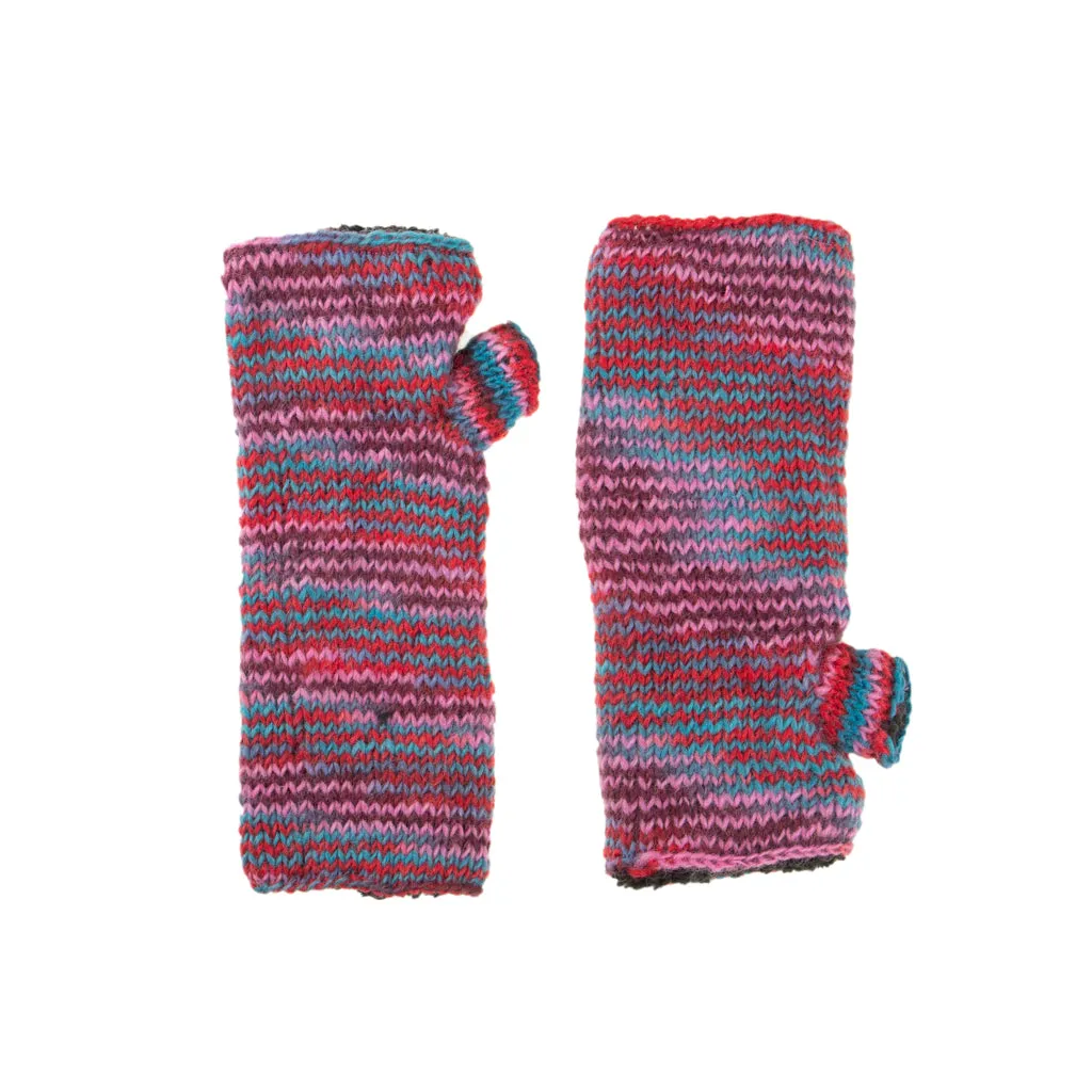 Hand Knitted Fleece Lined Pink Handwarmers