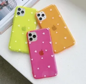 Hearts Neon Colors Transparent Soft Case For iPhone 11ProMax