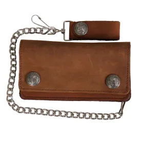 Hot Leathers WLA2016 Brown Buffalo Nickel Bi-Fold Leather Wallet with