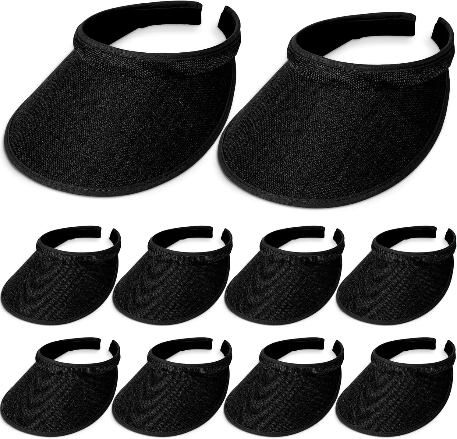 Jiuguva 10 Pieces Sun Visor for Women Golf Clip on Visor Hat with Brim One Size Adjustable for Men Women Sport Running