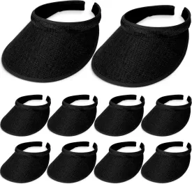 Jiuguva 10 Pieces Sun Visor for Women Golf Clip on Visor Hat with Brim One Size Adjustable for Men Women Sport Running