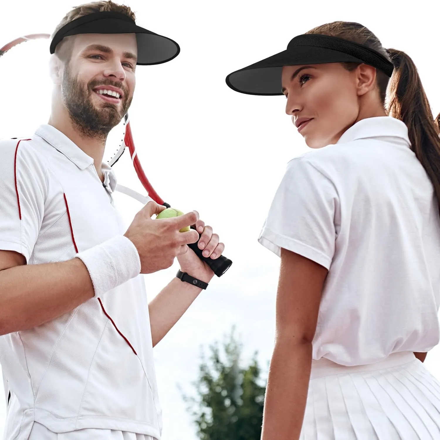 Jiuguva 10 Pieces Sun Visor for Women Golf Clip on Visor Hat with Brim One Size Adjustable for Men Women Sport Running