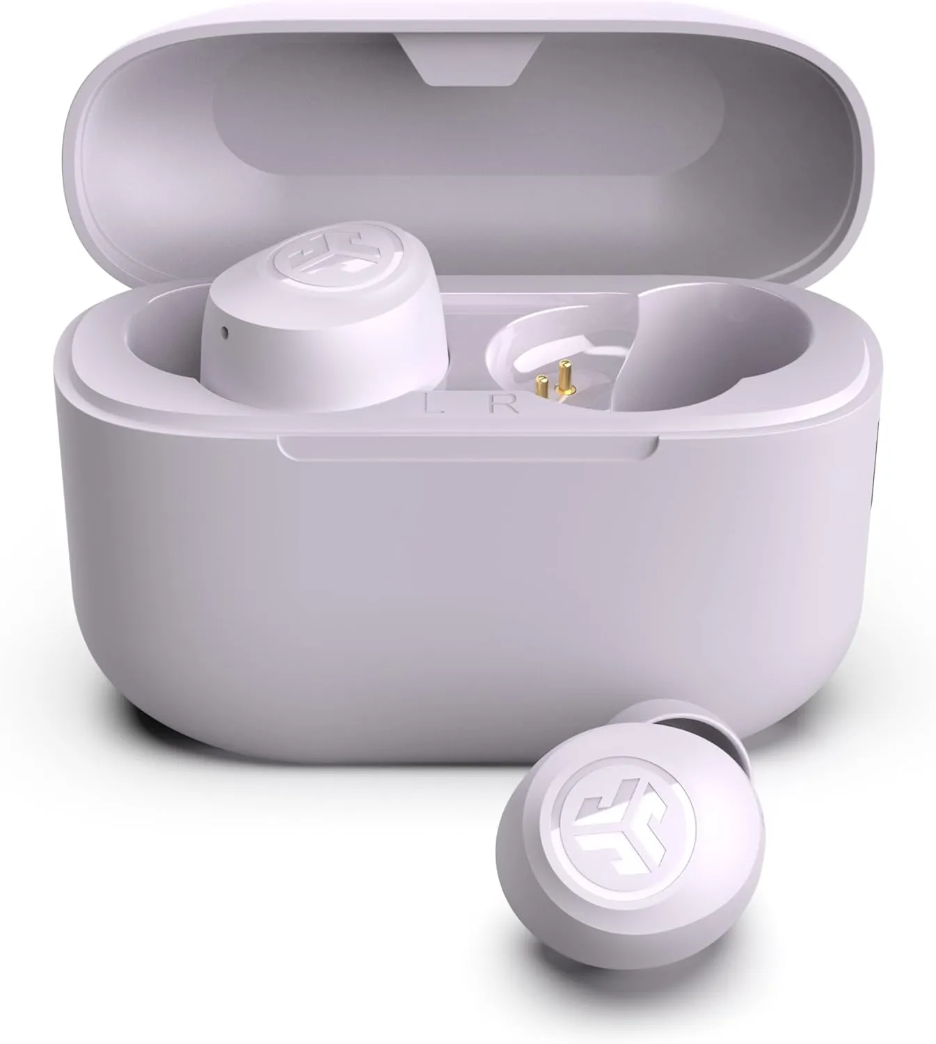 JLab Go Pop  True Wireless Bluetooth Earbuds & Charging Case - Lilac, App Support, Dual Connect, IPX4 Sweat Resistance, Bluetooth 5 Connection, 3 EQ Sound Settings Signature, Balanced, Bass Boost