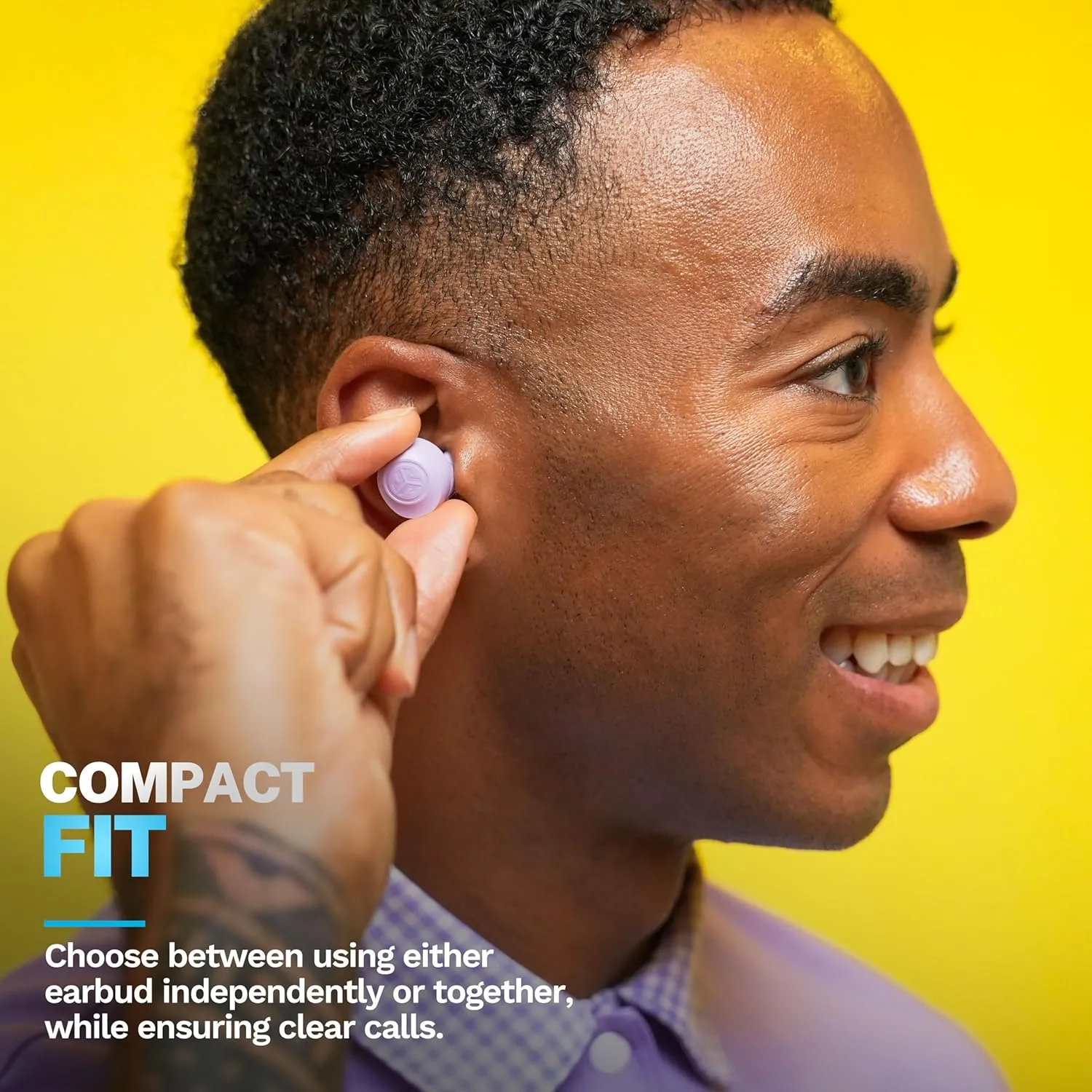JLab Go Pop  True Wireless Bluetooth Earbuds & Charging Case - Lilac, App Support, Dual Connect, IPX4 Sweat Resistance, Bluetooth 5 Connection, 3 EQ Sound Settings Signature, Balanced, Bass Boost