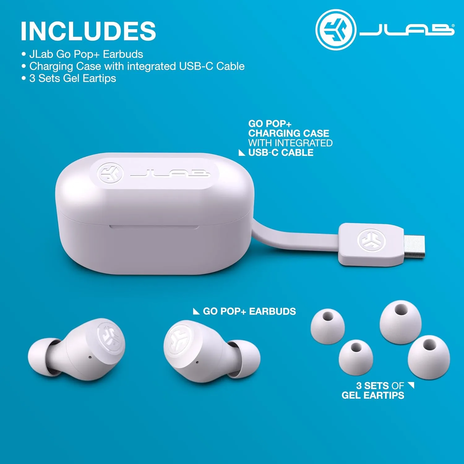 JLab Go Pop  True Wireless Bluetooth Earbuds & Charging Case - Lilac, App Support, Dual Connect, IPX4 Sweat Resistance, Bluetooth 5 Connection, 3 EQ Sound Settings Signature, Balanced, Bass Boost