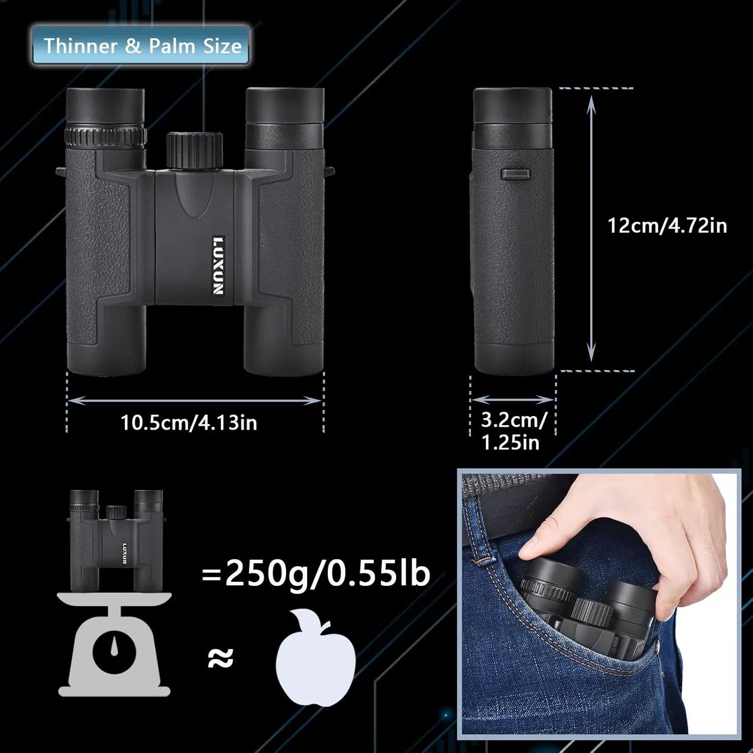 LUXUN Compact Binoculars for Adults Kids, 15x25 Mini Binoculars High Powered, Small Binocular for Bird Watching, Cruise Ship, Travel, Hiking,Camping