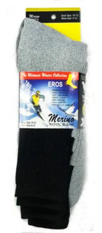 men's thermal merino wool crew sock, 2-pack Case of 30