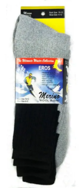 men's thermal merino wool crew sock, 2-pack Case of 30