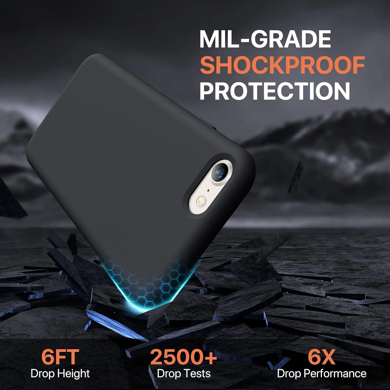 Miracase Ultra Slim Designed for iPhone SE 2022/ SE 2020/iPhone 7/iPhone 8 Case with Screen Protector, Multi-Color Silicone Shockproof Phone Case(Black)