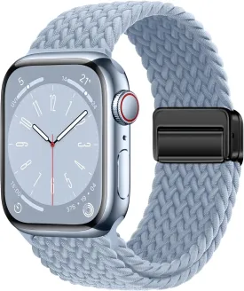 Qimela Sport Solo Loop Compatible with Apple Watch Band 38mm 40mm 41mm 42mm 44mm 45mm 46mm 49mm for Women Men,Magnetic Strap Stretchy Braided Wristband for iWatch Series 10 9 8 7 6 5 4 3 Ultra 2 1 SE