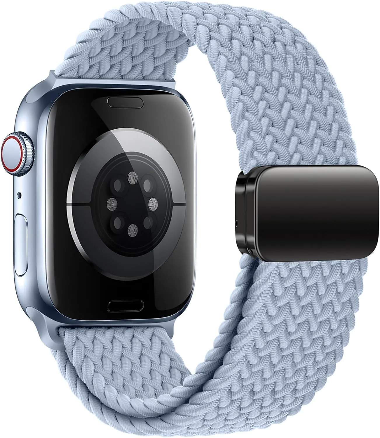 Qimela Sport Solo Loop Compatible with Apple Watch Band 38mm 40mm 41mm 42mm 44mm 45mm 46mm 49mm for Women Men,Magnetic Strap Stretchy Braided Wristband for iWatch Series 10 9 8 7 6 5 4 3 Ultra 2 1 SE
