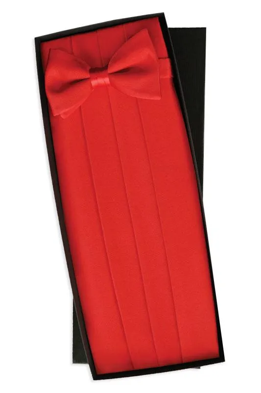 Red Silk Cummerbund & Bow Tie Set