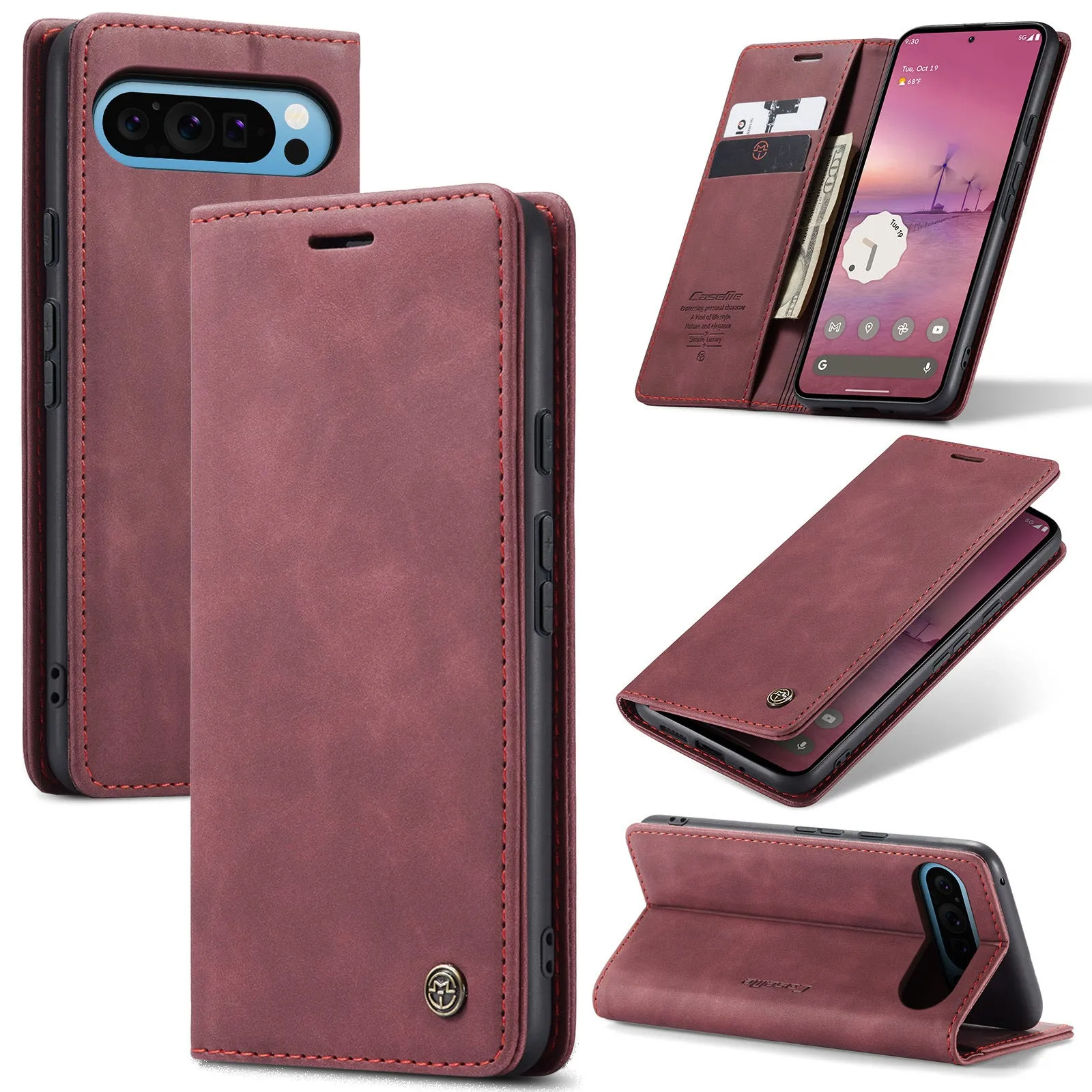 Retro Business PU Leather Wallet Flip Phone Case For Google Pixel 9
