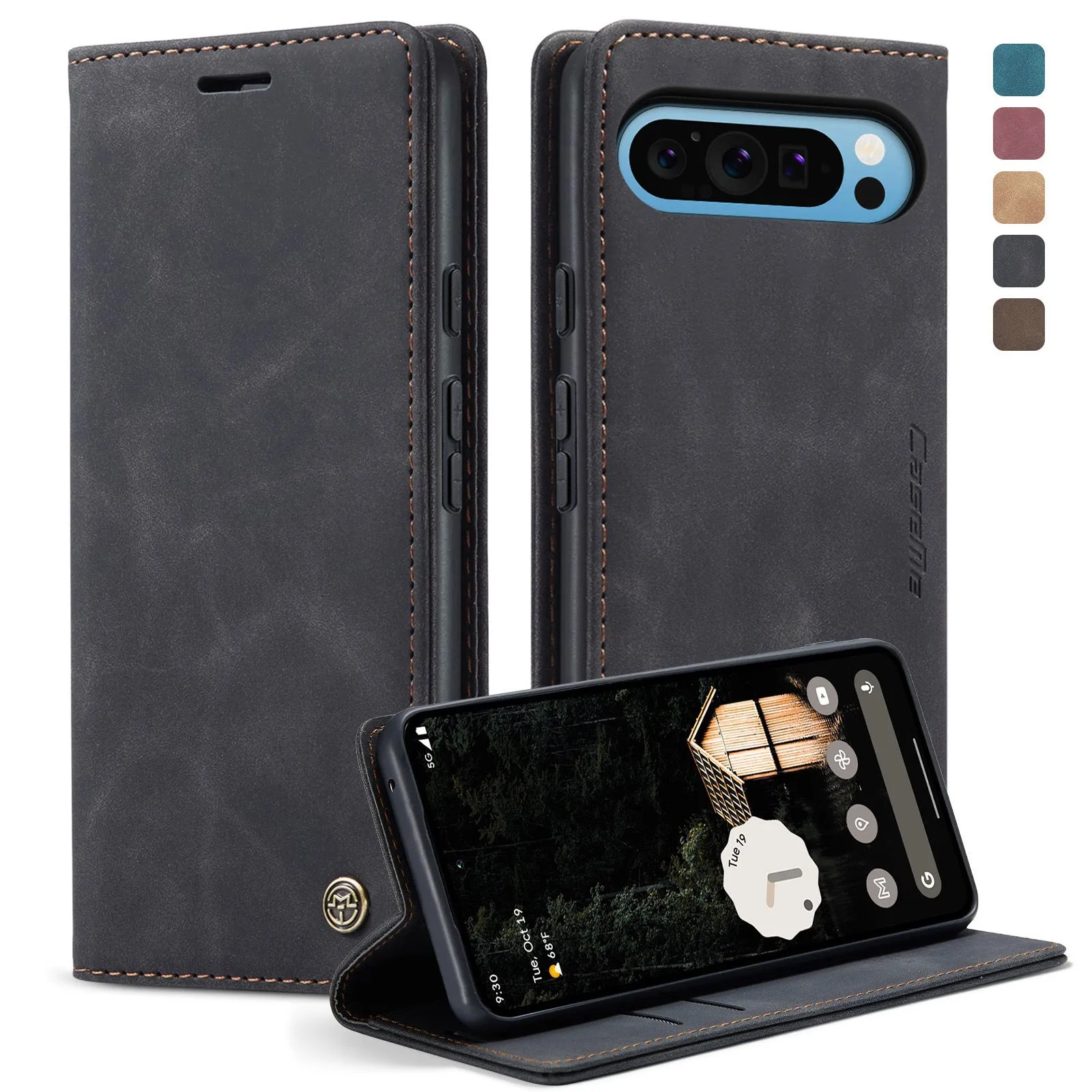 Retro Business PU Leather Wallet Flip Phone Case For Google Pixel 9