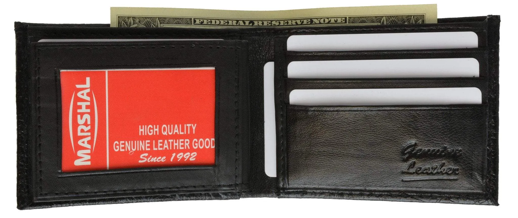 Snake Print Cowhide Leather Bifold Wallet with Center ID Window & Credit Card Slots 71152 SN