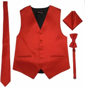 Spencer J's Mens Formal Tuxedo Suit Vest Tie Bowtie and Pocket Square 4 Peace Set Verity of Colors