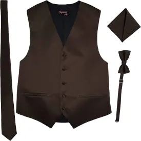 Spencer J's Mens Formal Tuxedo Suit Vest Tie Bowtie and Pocket Square 4 Peace Set Verity of Colors