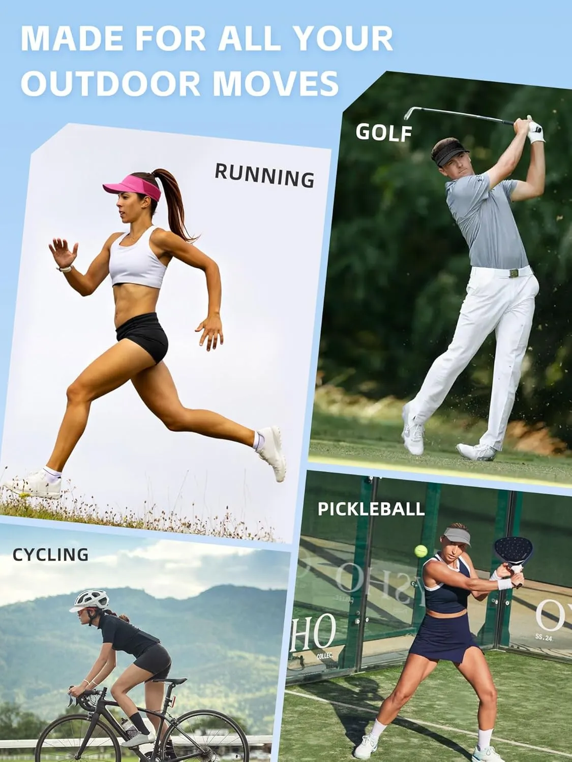 Sport Sun Visor Hat for Women and Men,Lightweight Stretchy Adjustable Hat for Golf,Running,Tennis