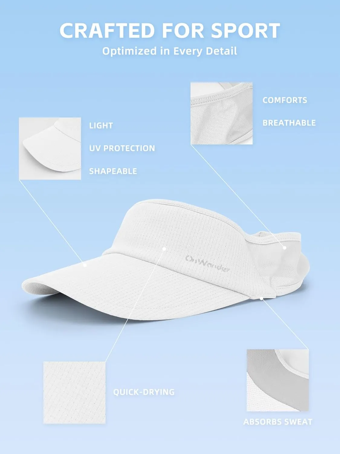 Sport Sun Visor Hat for Women and Men,Lightweight Stretchy Adjustable Hat for Golf,Running,Tennis