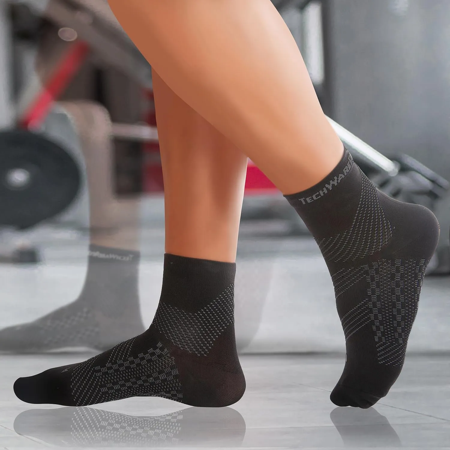 TechWare Pro Plantar Fasciitis Socks - Ankle Compression Socks for Women & Men. Achilles Tendonitis Brace & Foot Arch Support