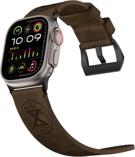 Vintage Leather Band Compatible with Apple Watch Ultra 2 / Ultra Band 49mm 46mm 45mm 44mm, 26mm Wide Crazy Horse Leather Strap for Men iWatch Series 10 9 8 7 6 5 4