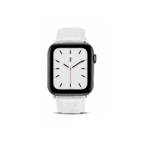 White Crocodile Grain Leather Band